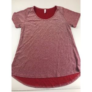 LuLaRoe Elegant Classic T Tee Shirt Red Silver